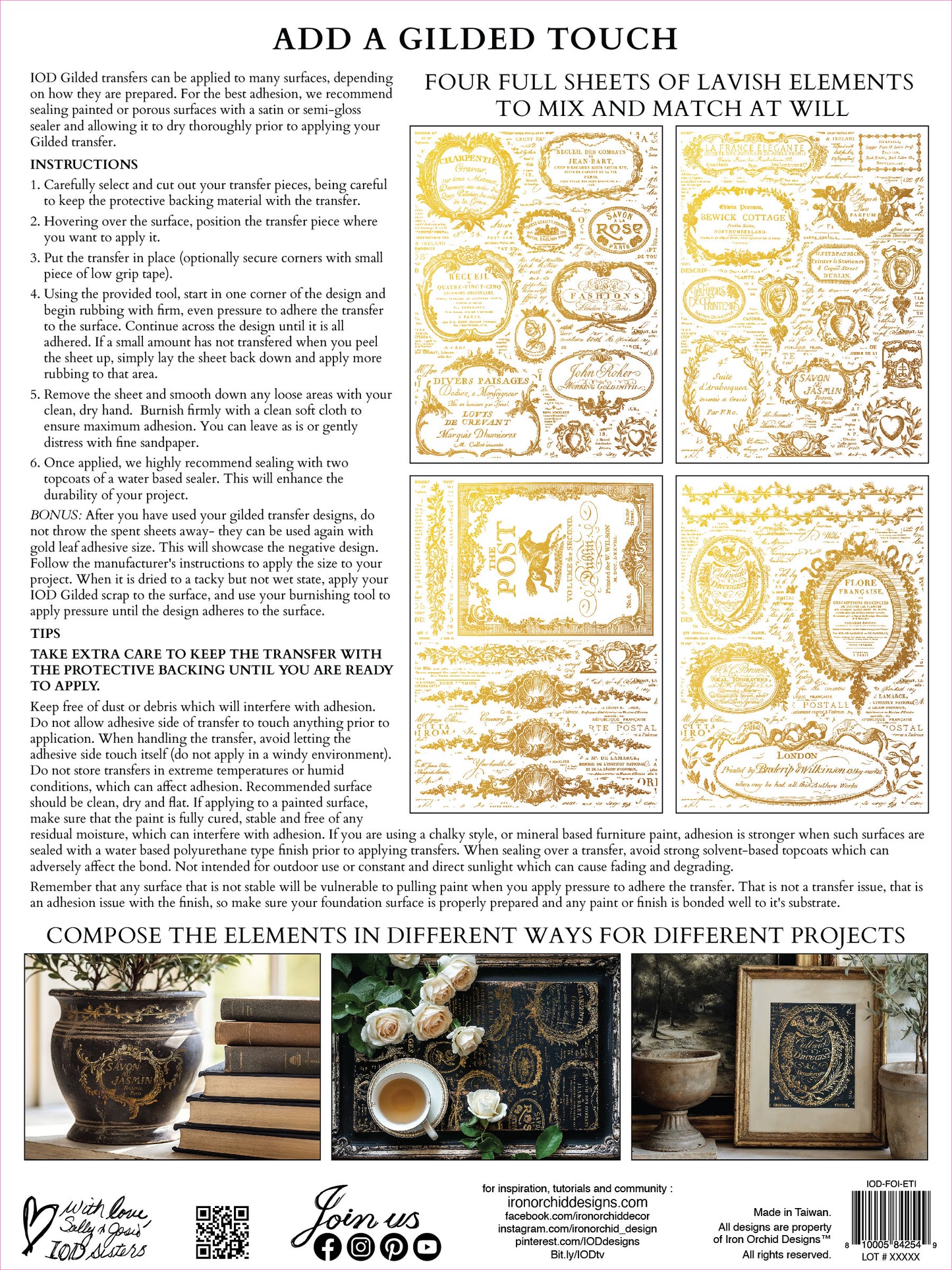 Etiquettes- Gold Foil! - IOD Transfer 12x16 Pad