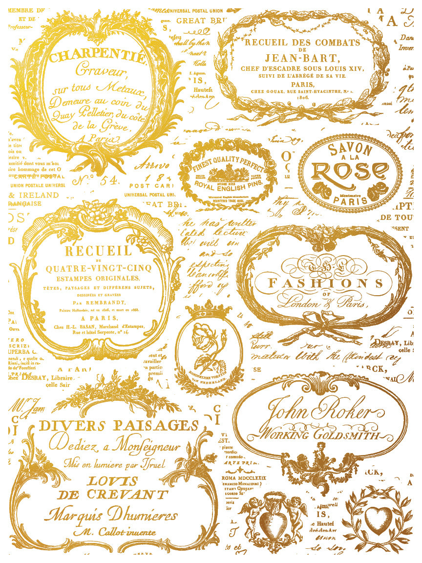 Etiquettes- Gold Foil! - IOD Transfer 12x16 Pad