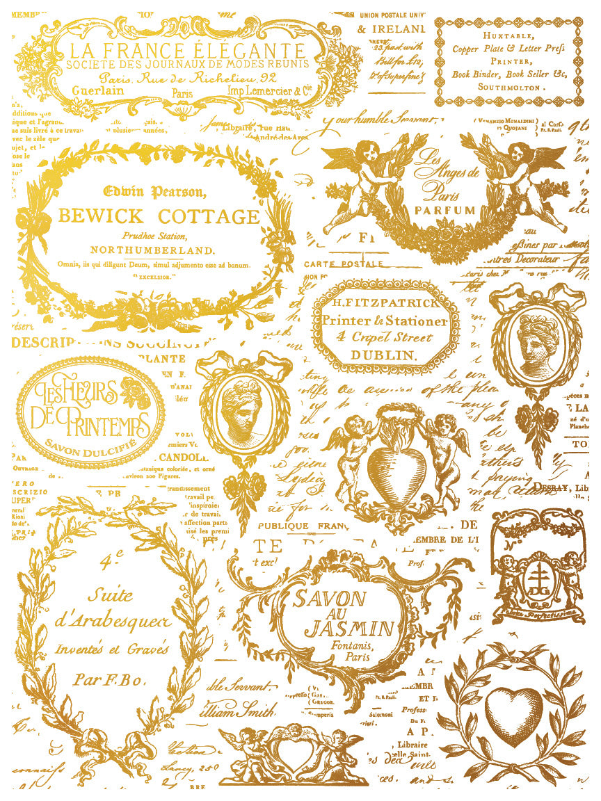 Etiquettes- Gold Foil! - IOD Transfer 12x16 Pad
