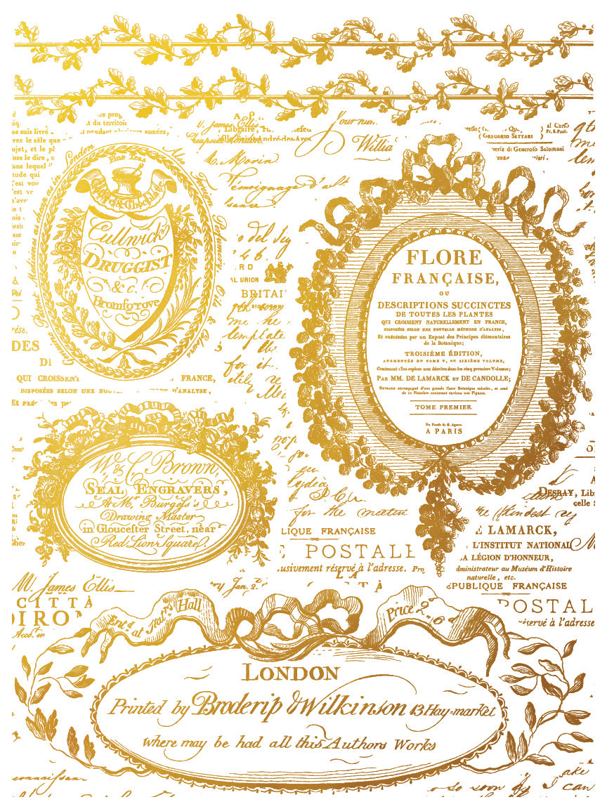 Etiquettes- Gold Foil! - IOD Transfer 12x16 Pad