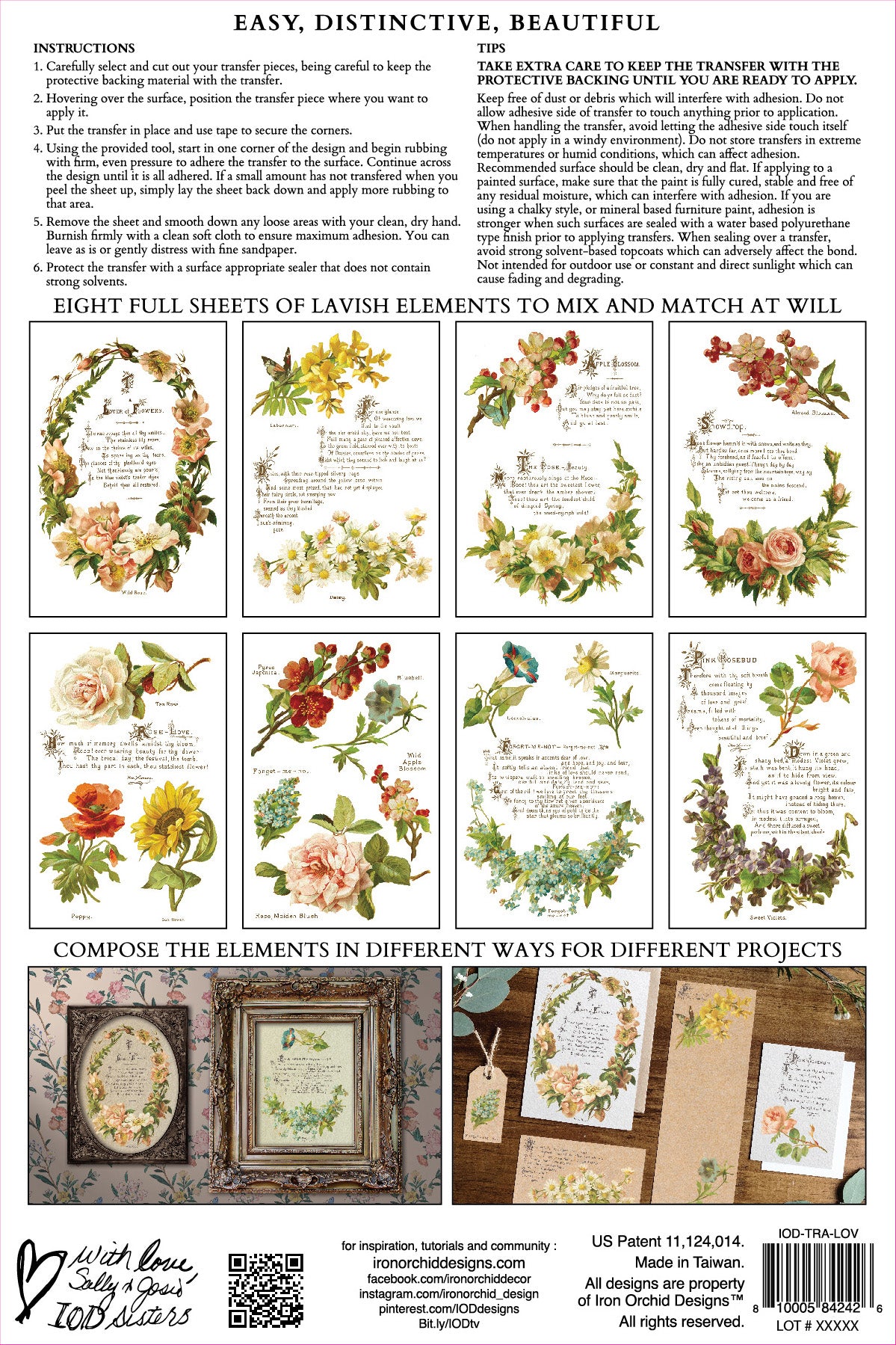 IOD Lover of Flowers Transfer -  BEST SELLER - shipping to you March 20th