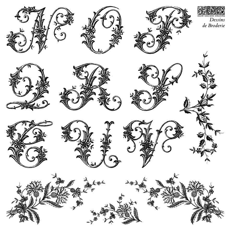 IOD Dessins de Broderie Labels  6x6 IOD Stamp™
