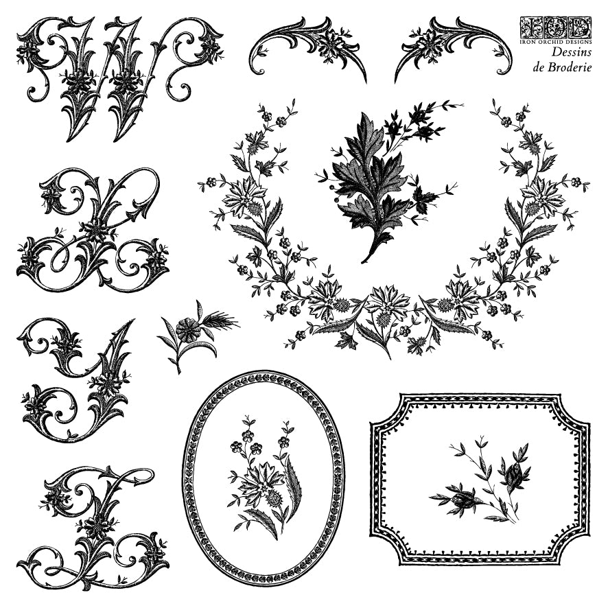 IOD Dessins de Broderie Labels  6x6 IOD Stamp™