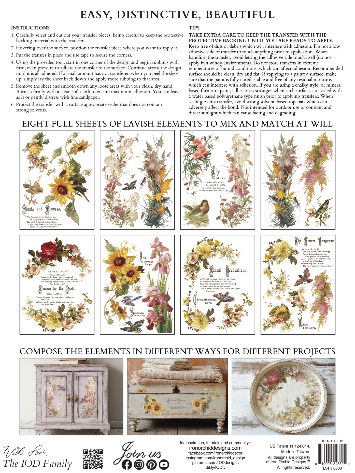 IOD Transfer Flowers by the Poets 12x16 Pad™